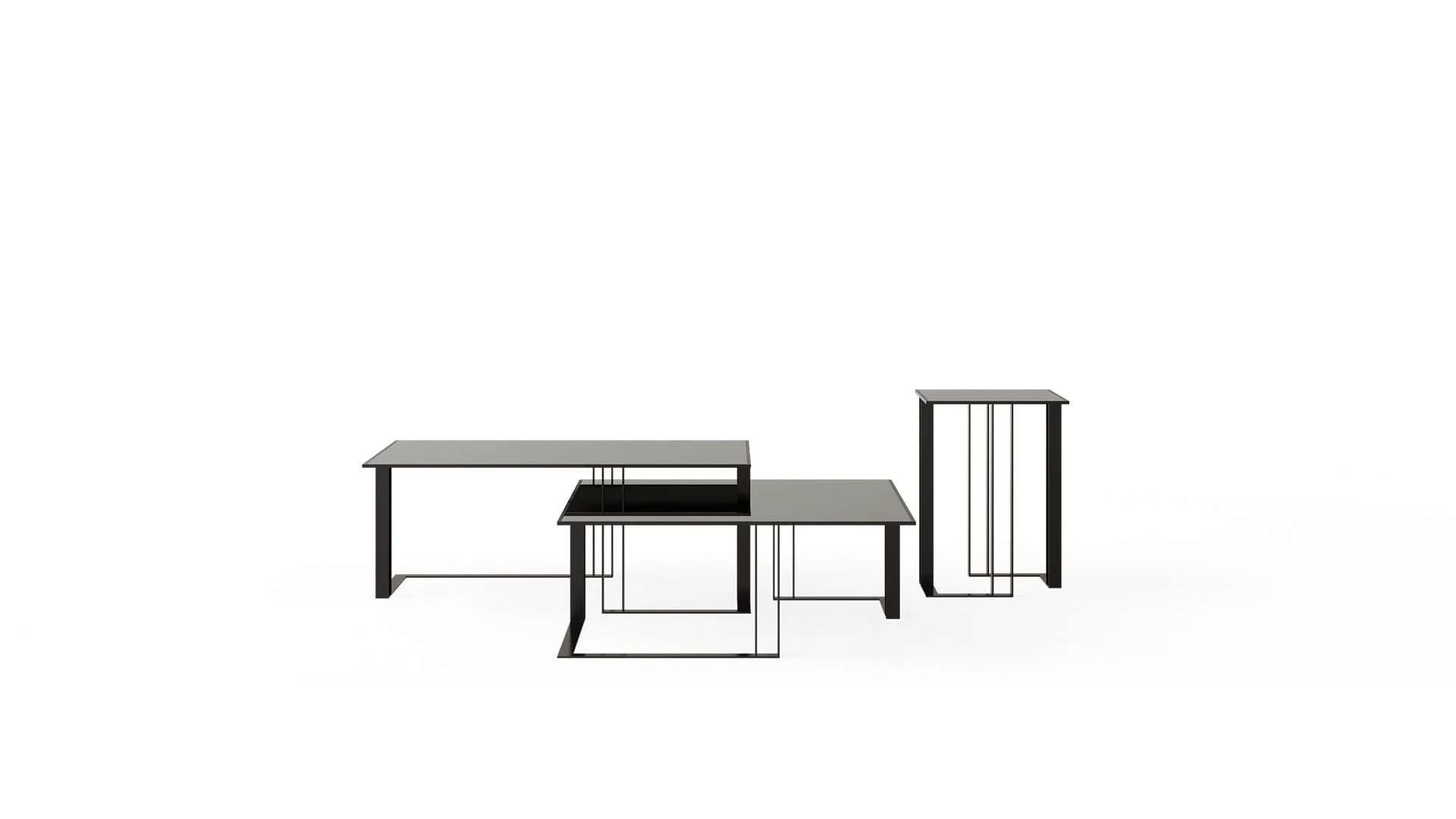 Nesting side tables with slim black frames