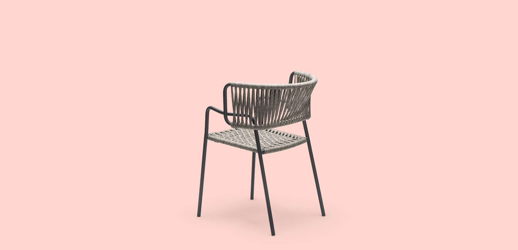 Outdoor armchair woven in grey cord