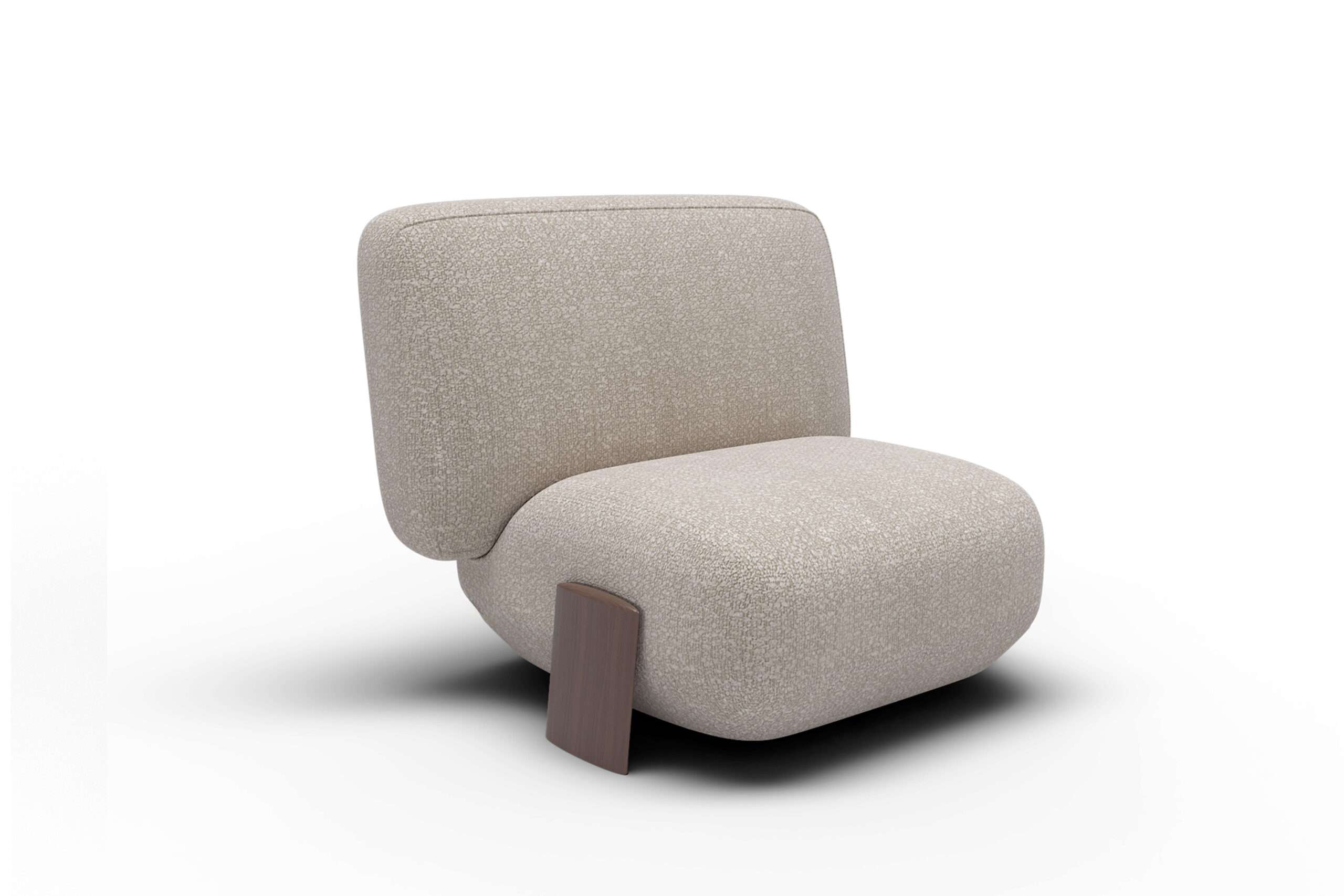 Bouclé armchair with a low rounded back